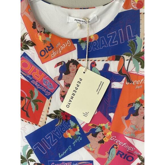 Peppermayo Sidewalk Mini Dress Stamp Vacation Travels Size 6 RIO Costume - Picture 4 of 7